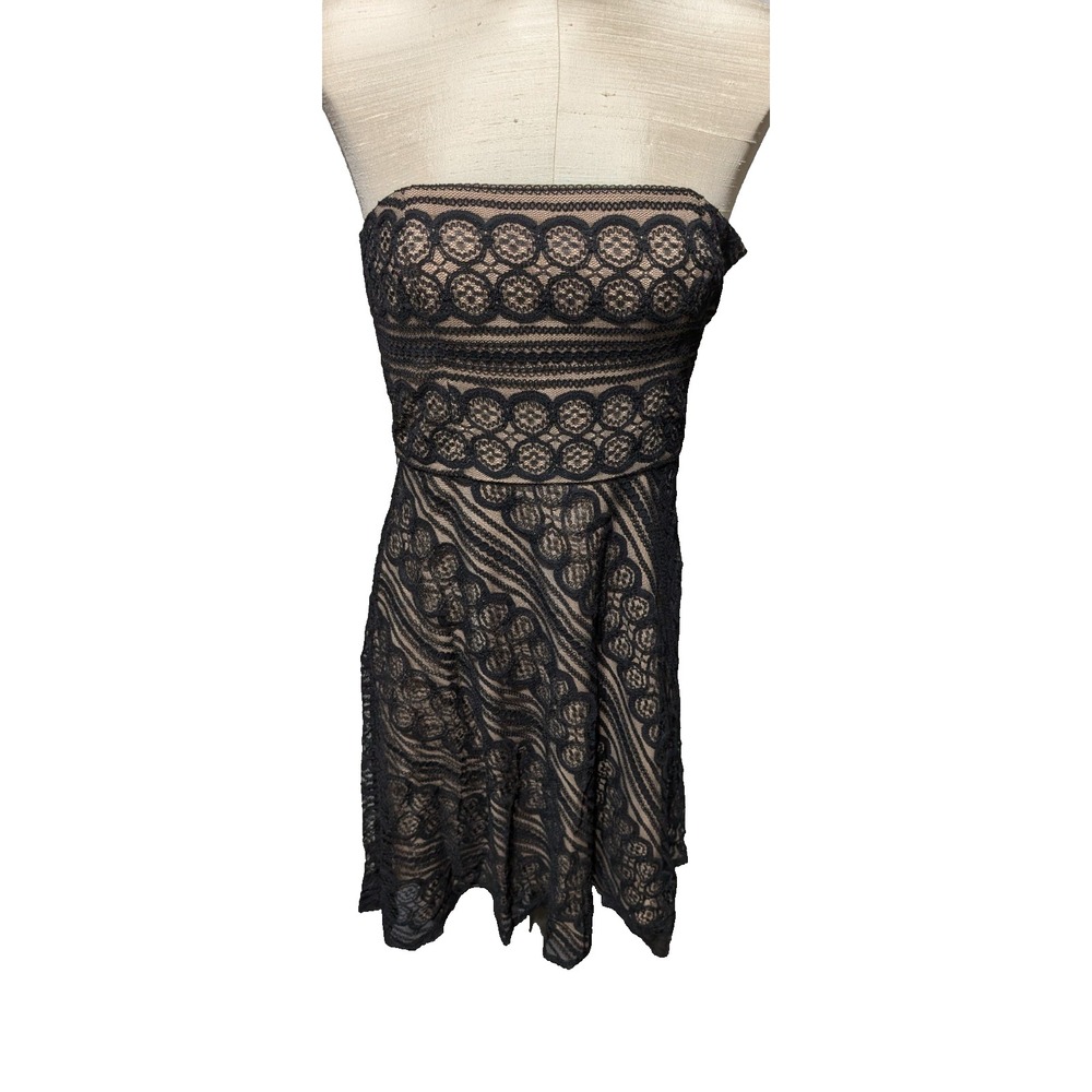 ANN TAYLOR LOFT Womens Black Evening cocktail Lace Dress Y2K  Size 2  Grunge